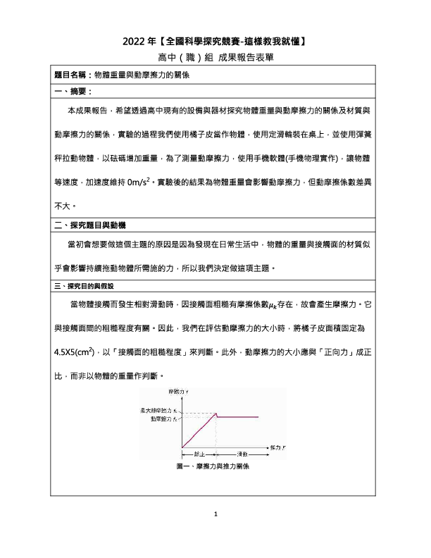 C0138_物體重量與動摩擦力的關係